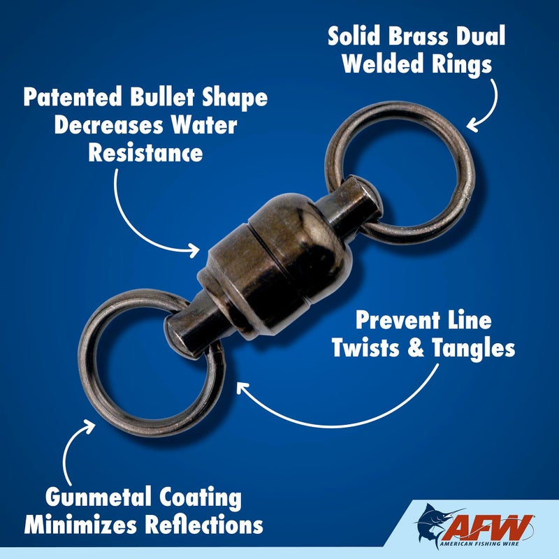 AFW Solid Brass Ball Bearing Swivels with Double Welded Rings, Size #4, 200 lb Test, Gunmetal Black, 50 pc - Image 4